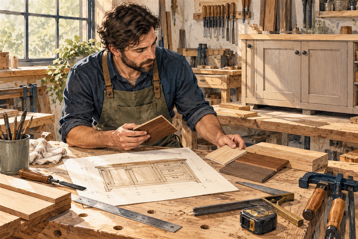 Illustration of carpentry service planning